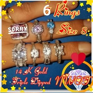 6 rings, Size 8. NWOT